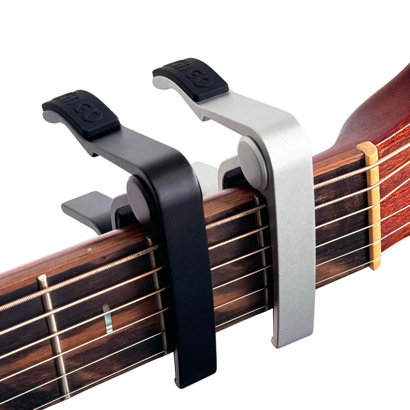 Wingo كابو جيتار بيد واحدة 6 أوتار من وينغو للجيتارات الصوتية والكهربائية - عبوة من 2 باللونين الأسود والفضي - Image 3